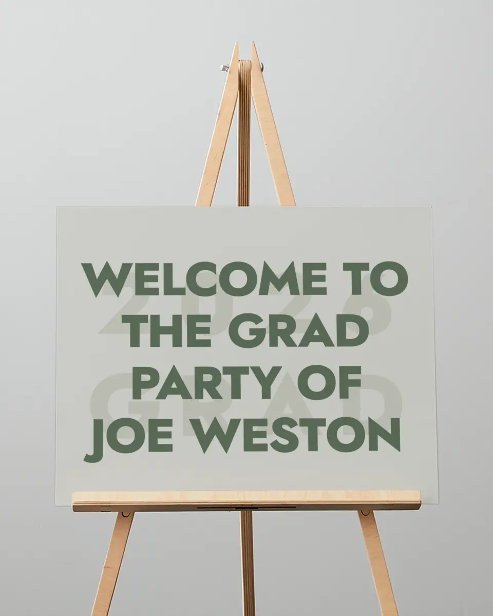 This is a 16" x 20" Welcome Grad Sign called Celebrating the Grad printed in full color
