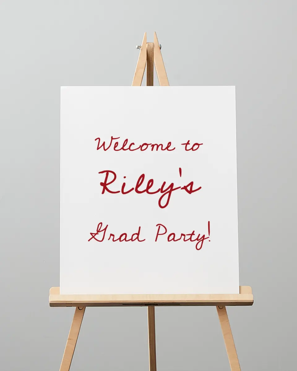 This is a 16" x 20" Welcome Grad Sign called Stunning Celebration printed in full color