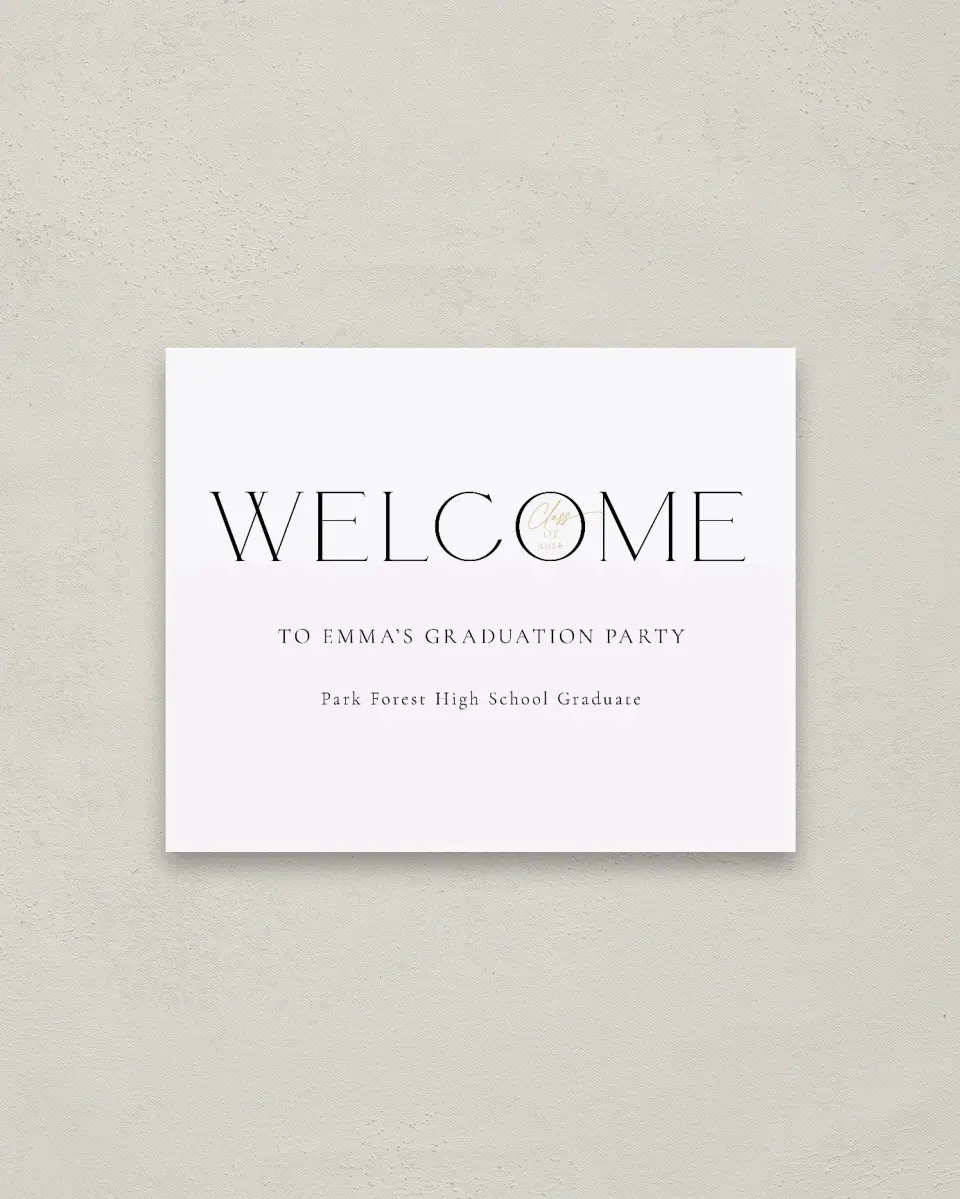 This is a 16" x 20" Welcome Grad Sign called Brilliant Year printed in full color