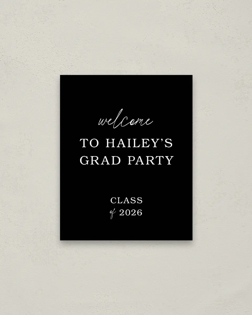 This is a 16" x 20" Welcome Grad Sign called Proud Moments printed in full color