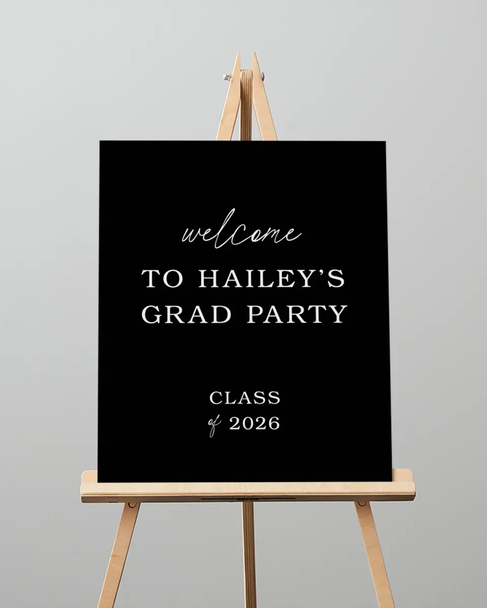 This is a 16" x 20" Welcome Grad Sign called Proud Moments printed in full color
