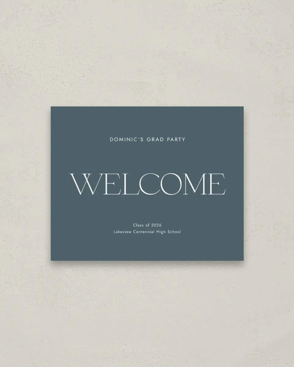 This is a 16" x 20" Welcome Grad Sign called Future Bound printed in full color
