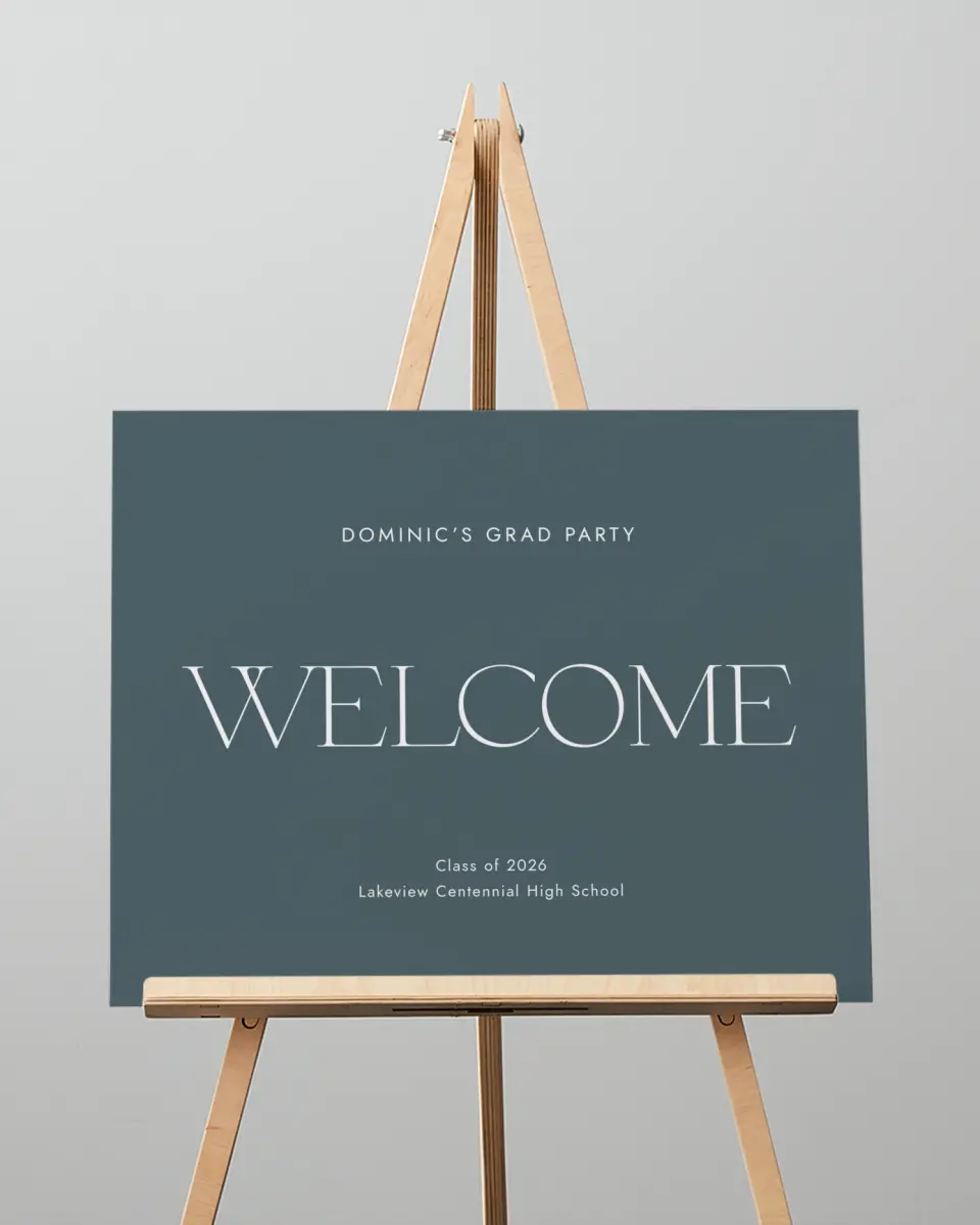 This is a 16" x 20" Welcome Grad Sign called Future Bound printed in full color