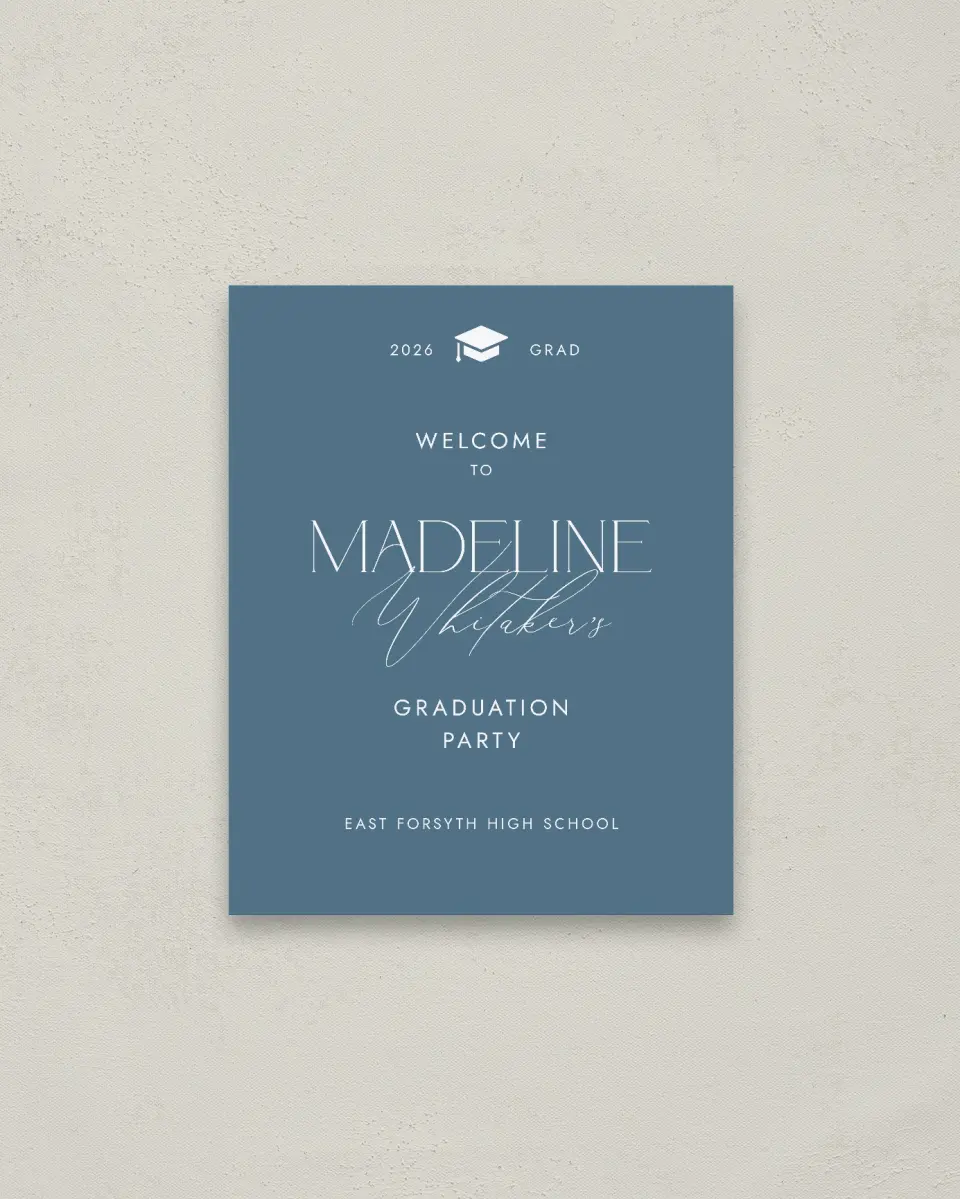 This is a 16" x 20" Welcome Grad Sign called Crowning Moment printed in full color