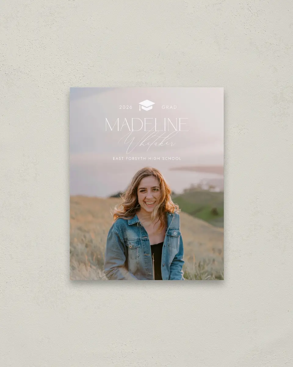 This is a 16" x 20" Welcome Grad Sign called Crowning Moment printed in full color