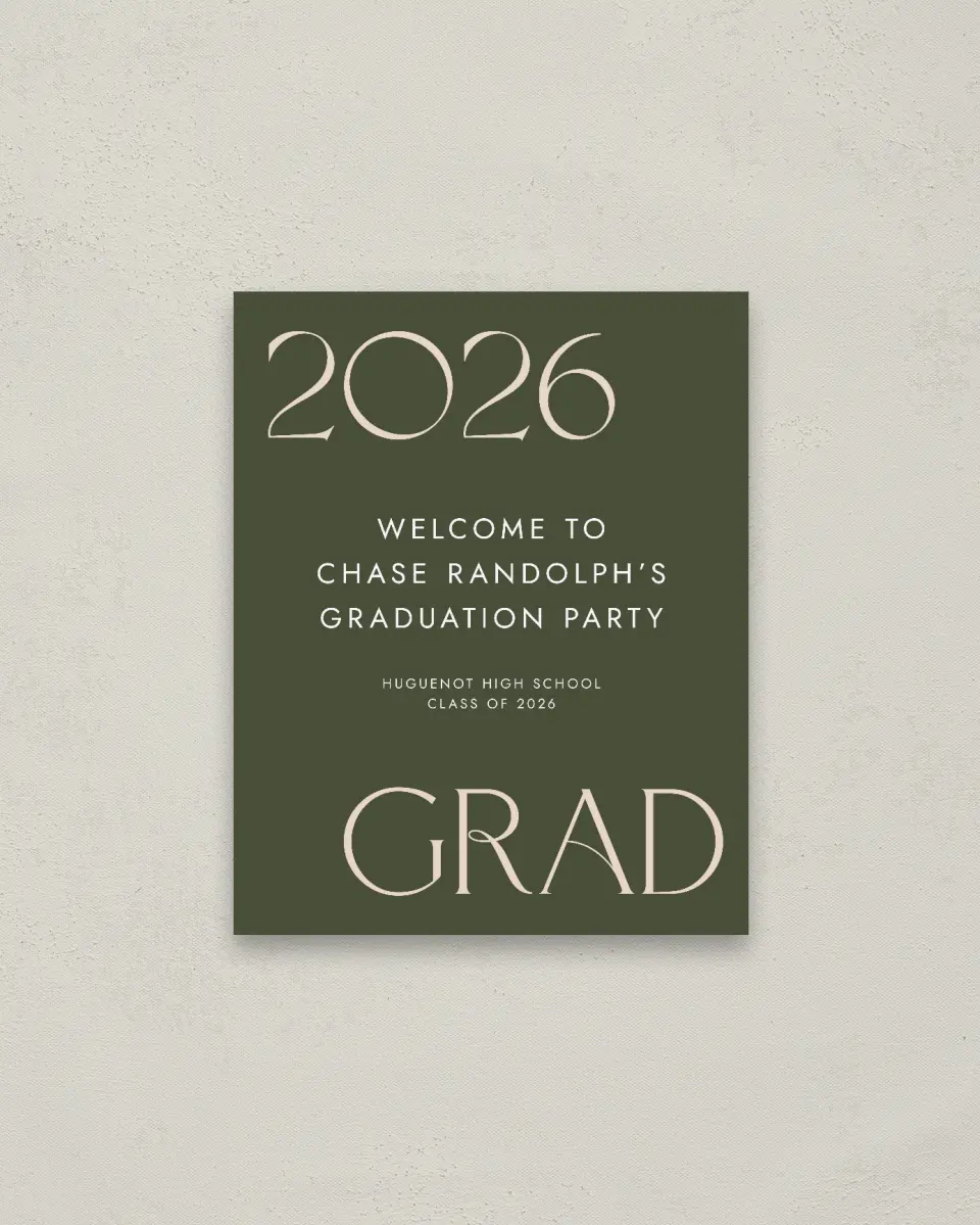 This is a 16" x 20" Welcome Grad Sign called Grand Year printed in full color