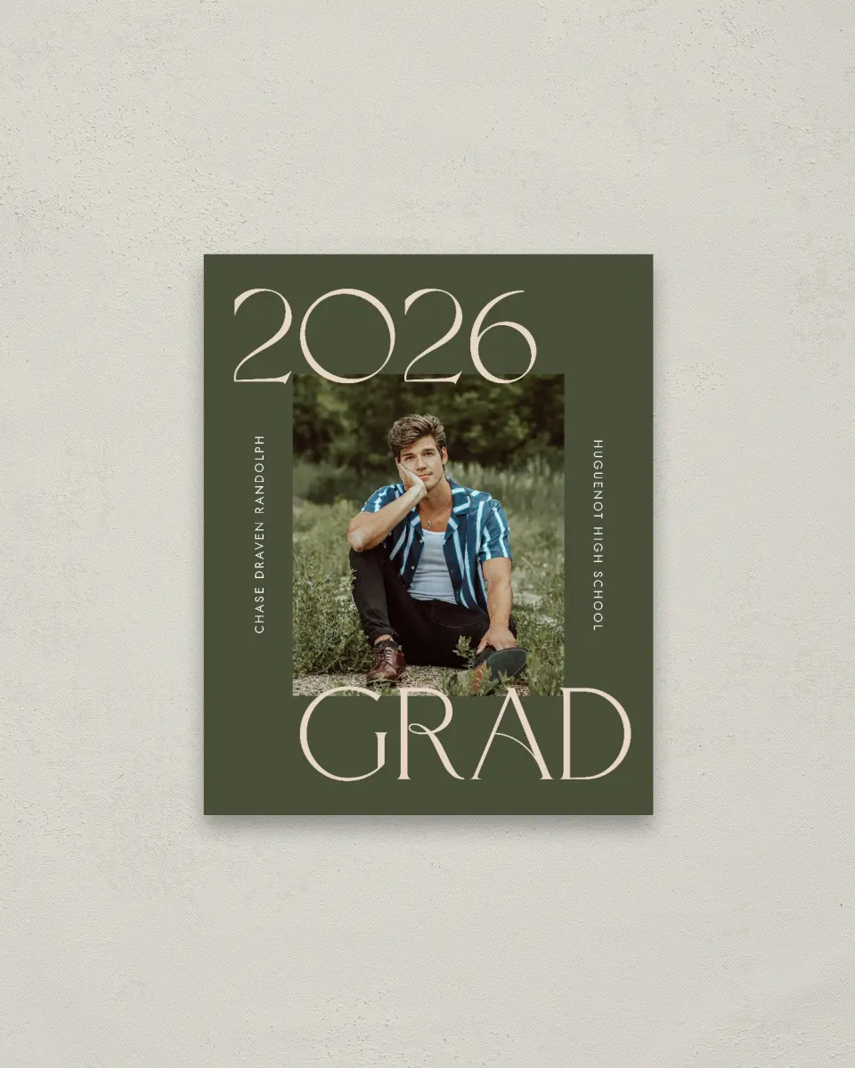 This is a 16" x 20" Welcome Grad Sign called Grand Year printed in full color