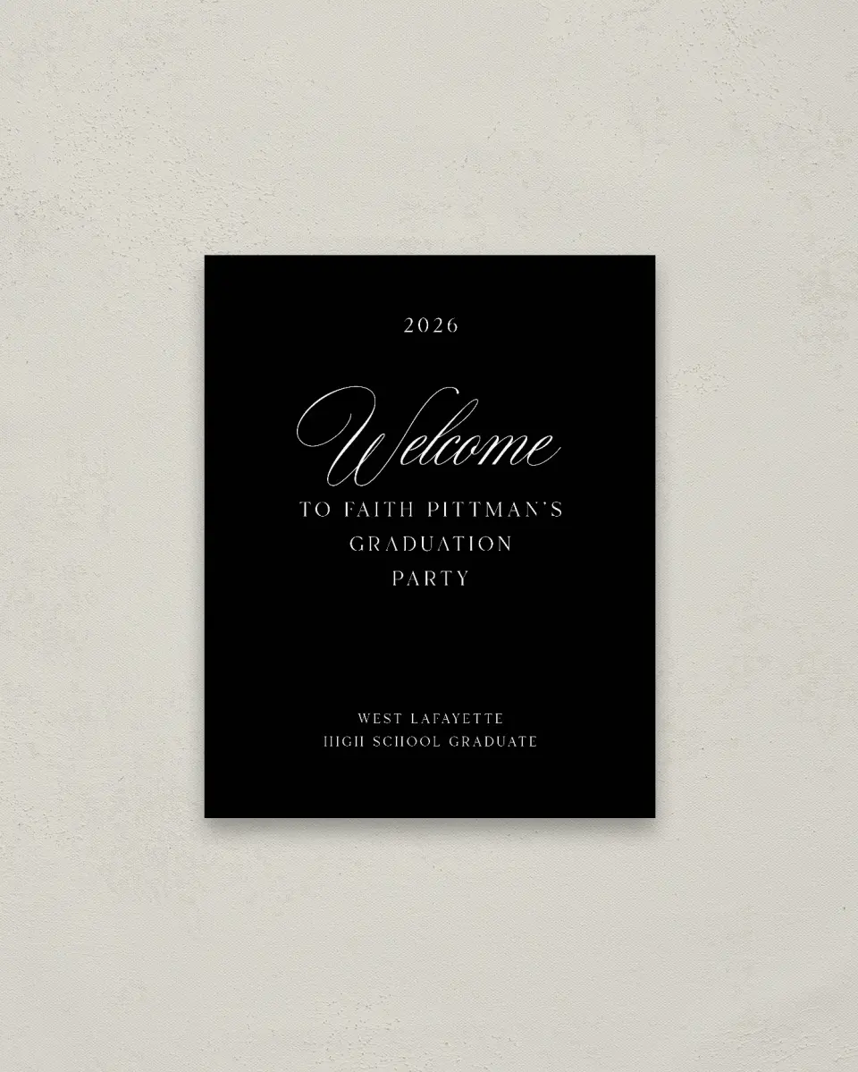 This is a 16" x 20" Welcome Grad Sign called Class Elegance printed in full color