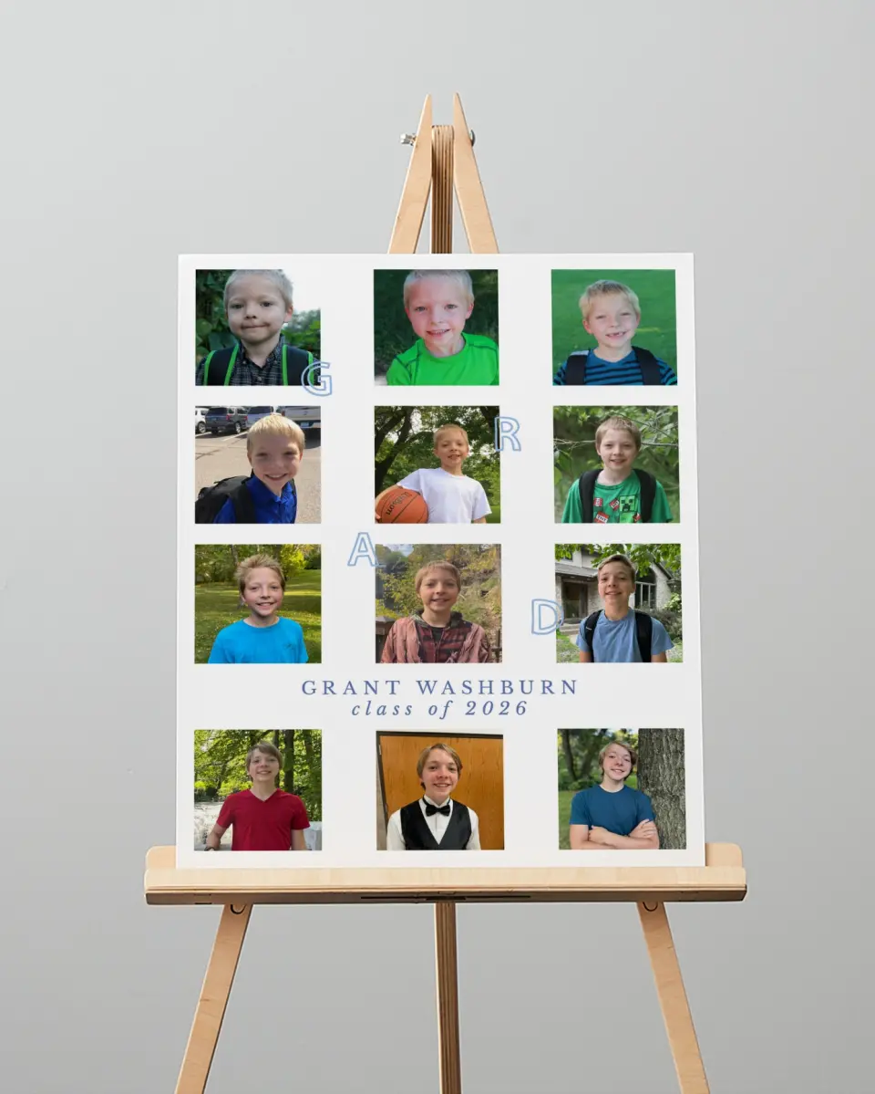 This is a 16" x 20" Welcome Grad Sign called Great Grad printed in full color with Silver foil