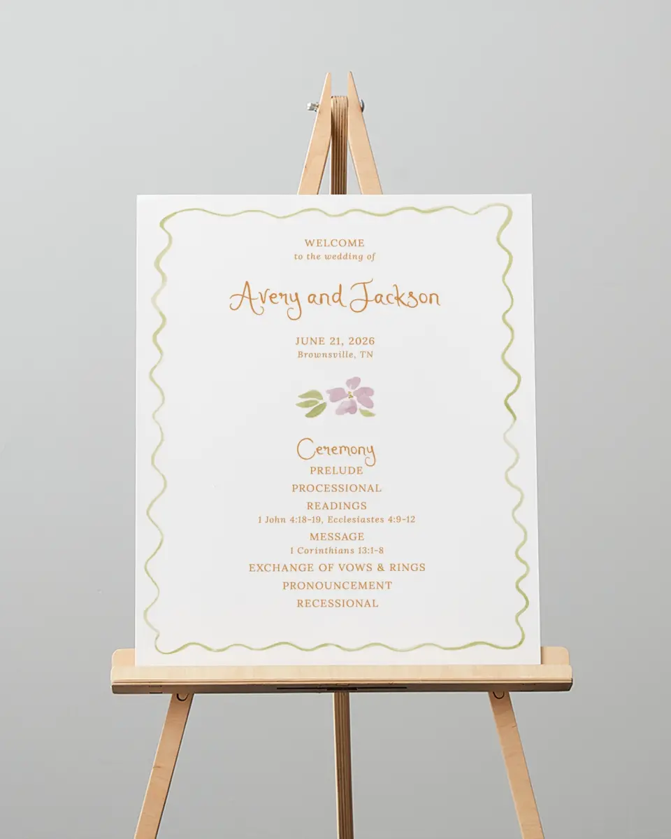 This is a 16" x 20" Ceremony Sign called Floral Whimsy printed in full color