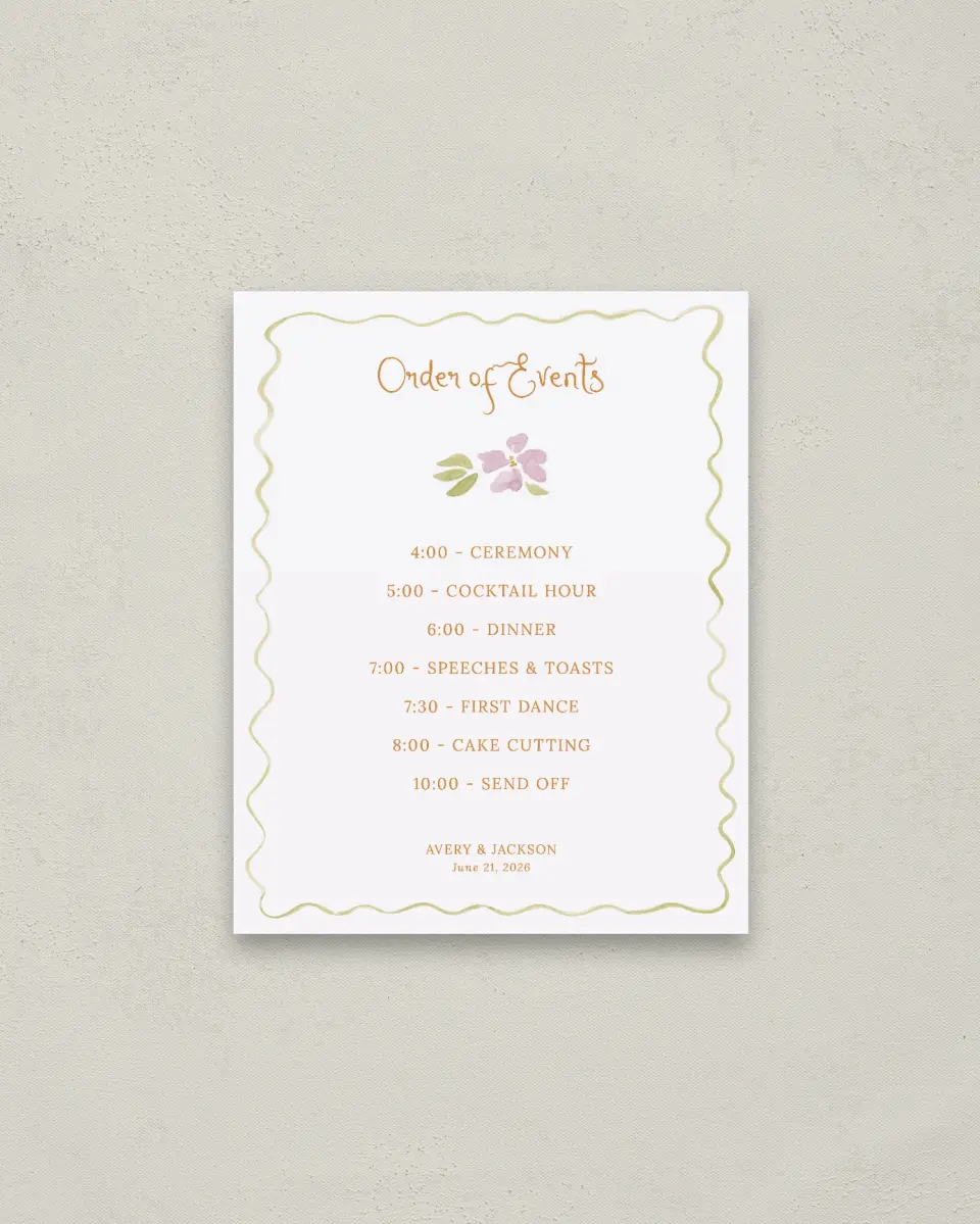 This is a 16" x 20" Schedule Sign called Floral Whimsy printed in full color