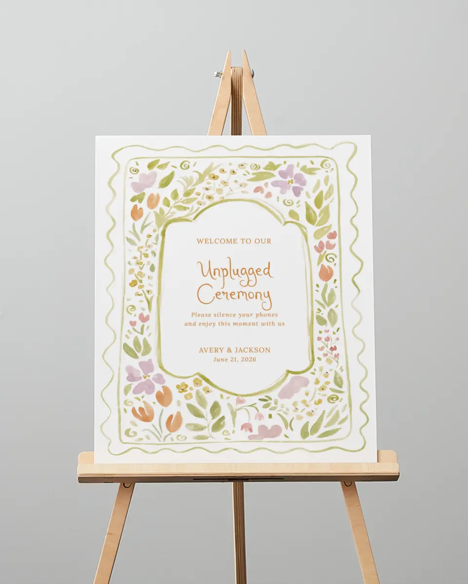 This is a 16" x 20" Unplugged Sign called Floral Whimsy printed in full color