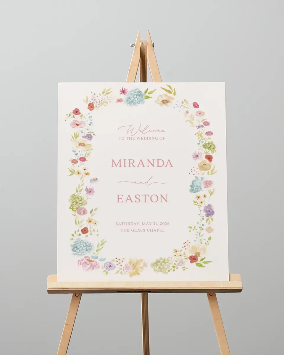 This is a 16" x 20" Welcome Sign called Dainty Garden printed in full color