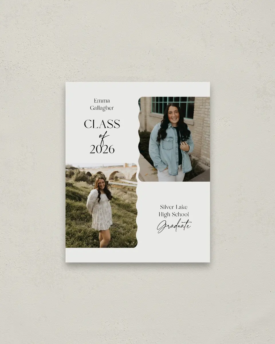 This is a 16" x 20" Welcome Grad Sign called Effortless Edge printed in full color