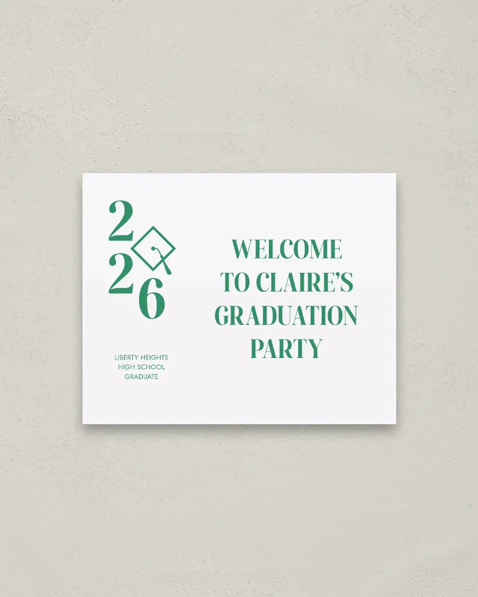 This is a 16" x 20" Welcome Grad Sign called Class Icon printed in full color