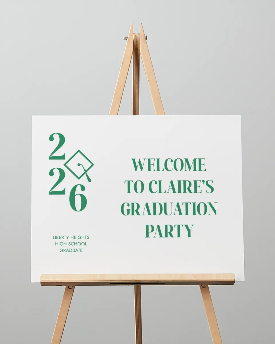 This is a 16" x 20" Welcome Grad Sign called Class Icon printed in full color