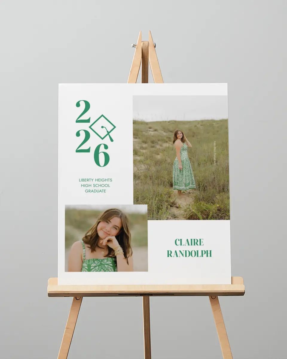 This is a 16" x 20" Welcome Grad Sign called Class Icon printed in full color