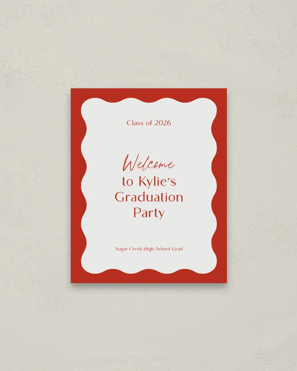 This is a 16" x 20" Welcome Grad Sign called Unwavering Spirit printed in full color