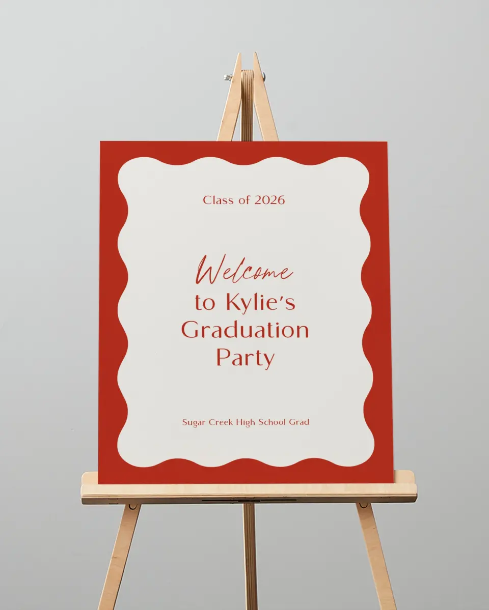 This is a 16" x 20" Welcome Grad Sign called Unwavering Spirit printed in full color