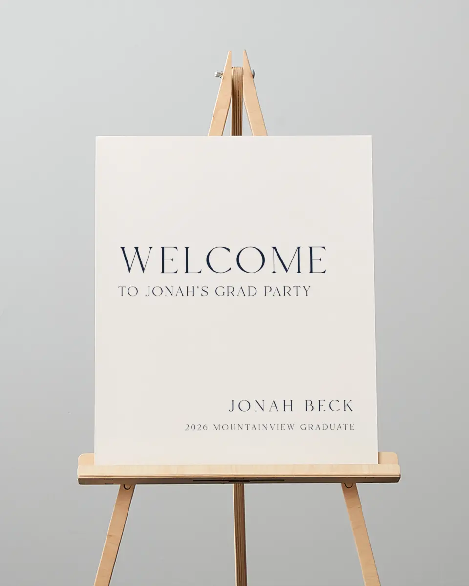 This is a 16" x 20" Welcome Grad Sign called We Did It printed in full color