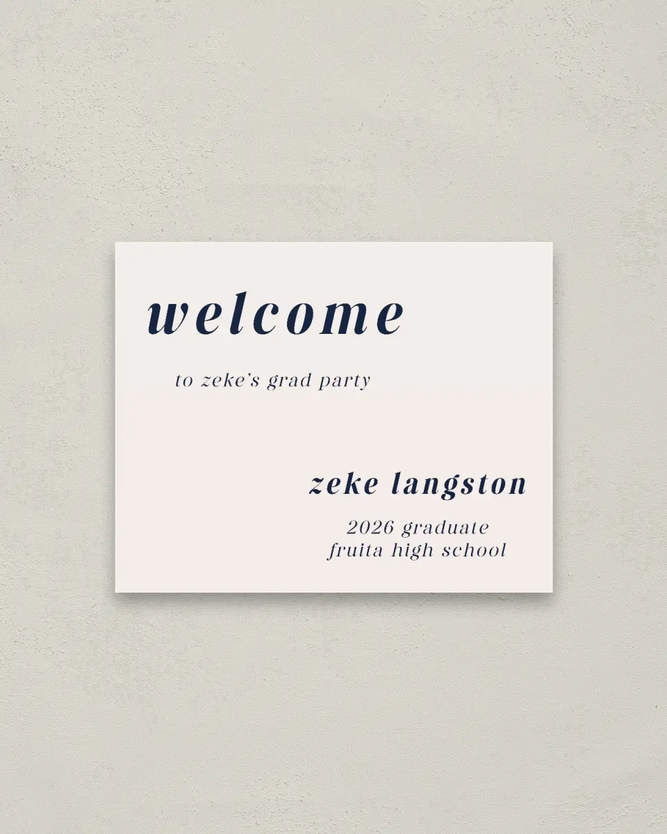 This is a 16" x 20" Welcome Grad Sign called Jumping Jubilee printed in full color