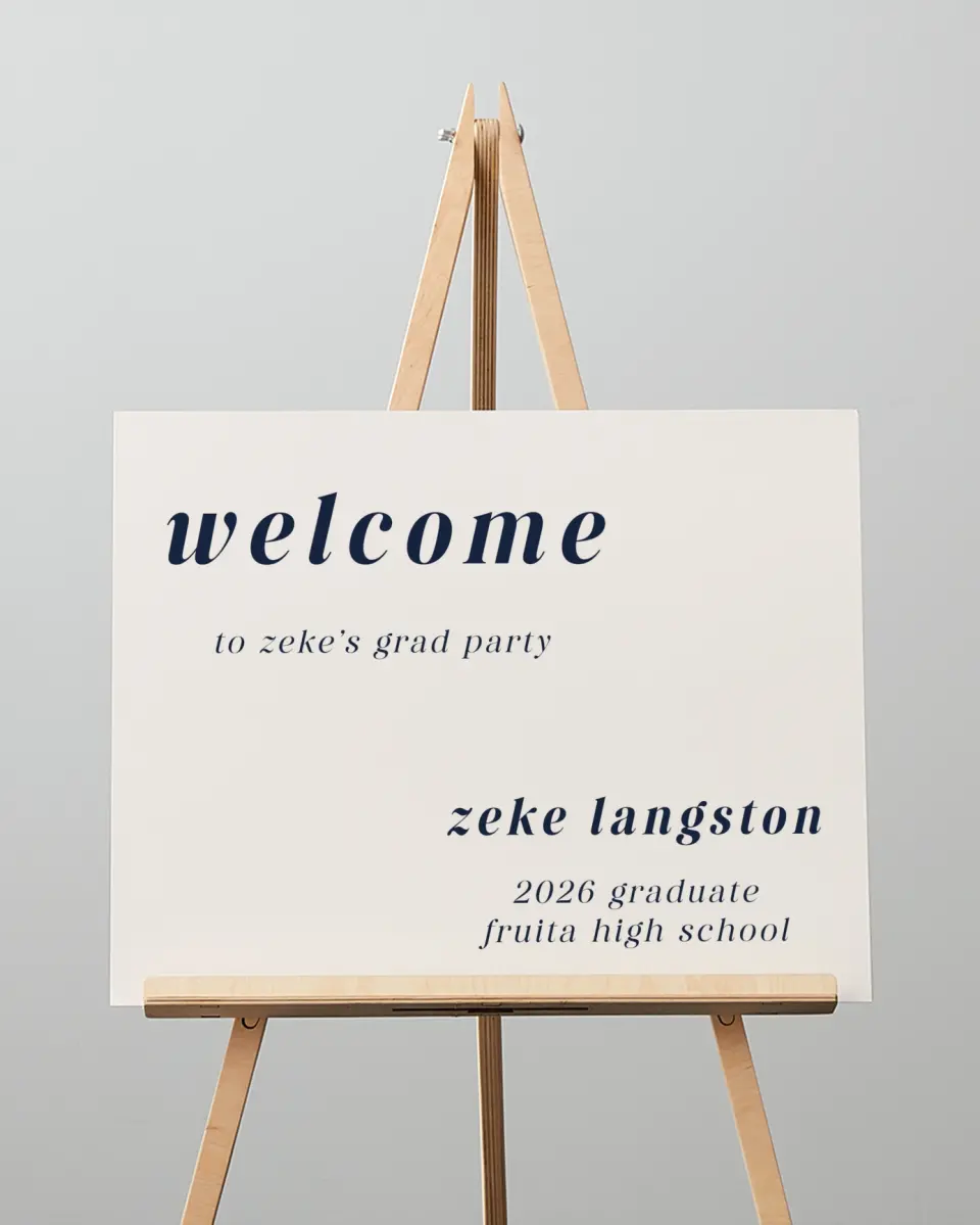 This is a 16" x 20" Welcome Grad Sign called Jumping Jubilee printed in full color
