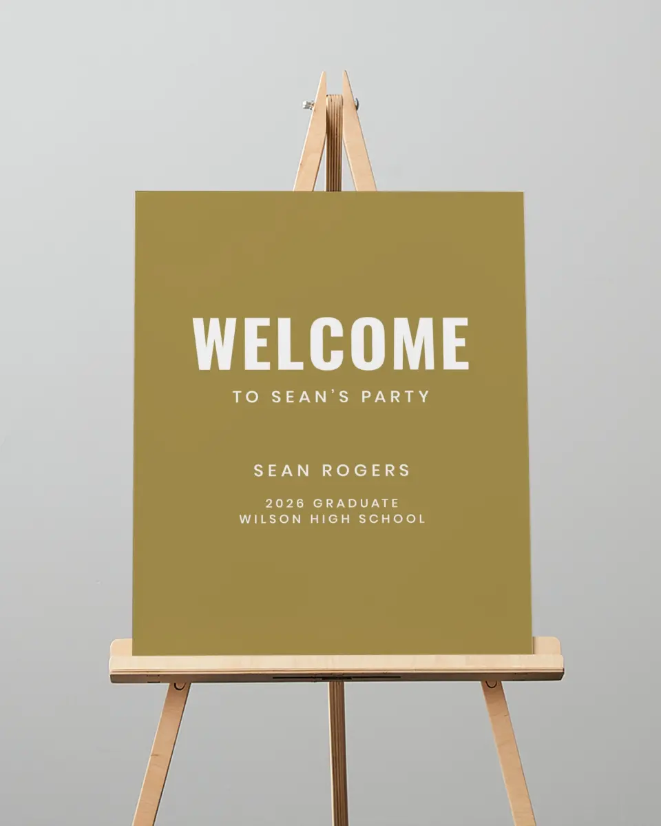This is a 16" x 20" Welcome Grad Sign called Final Stretch printed in full color