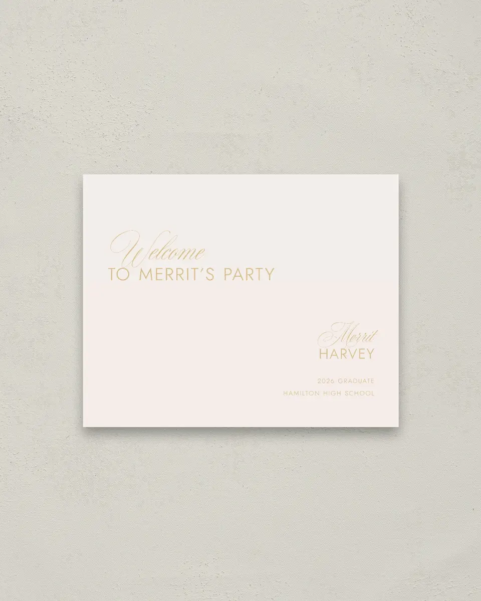This is a 16" x 20" Welcome Grad Sign called Stay Golden printed in full color