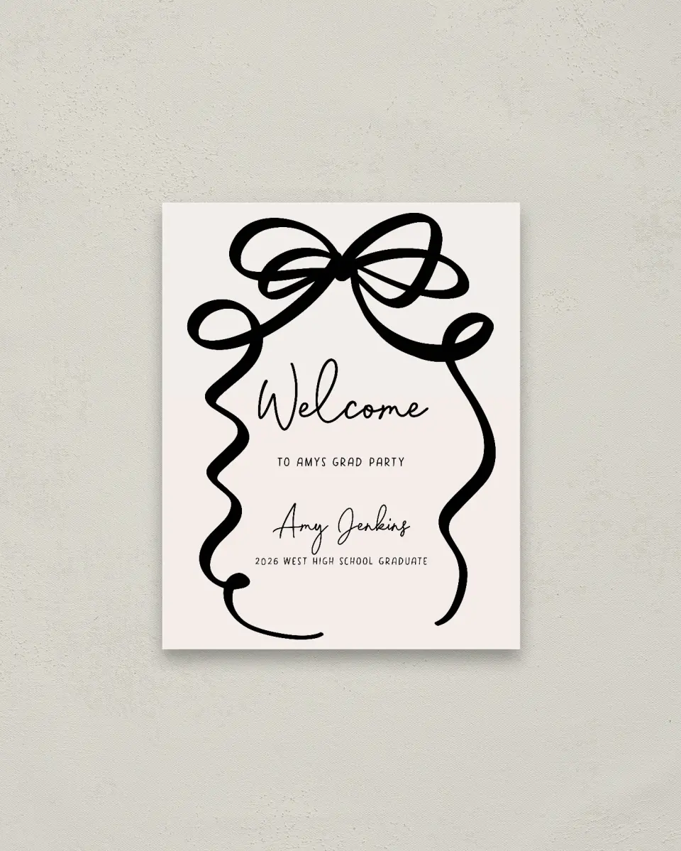 This is a 16" x 20" Welcome Grad Sign called All Tied Up printed in full color