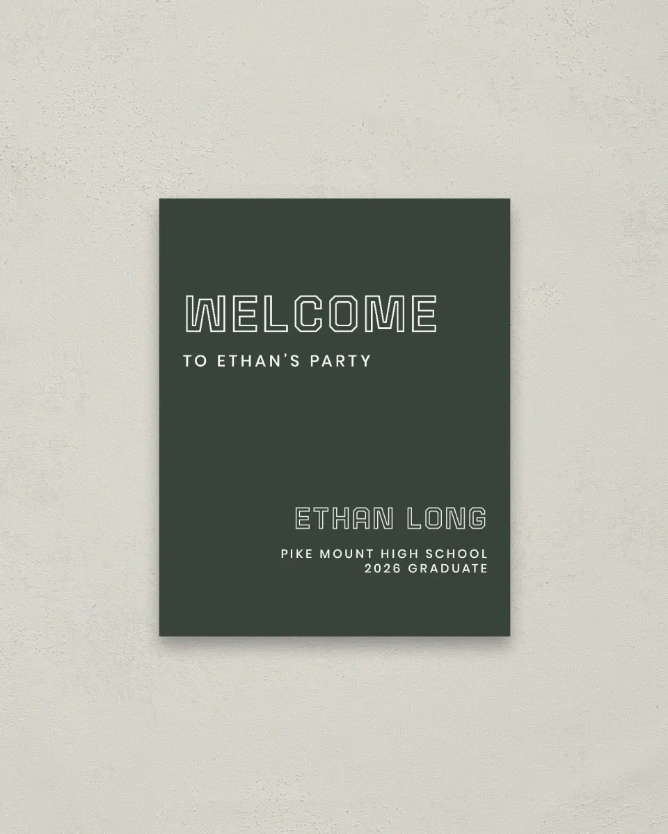 This is a 16" x 20" Welcome Grad Sign called Athletic Achievement printed in full color
