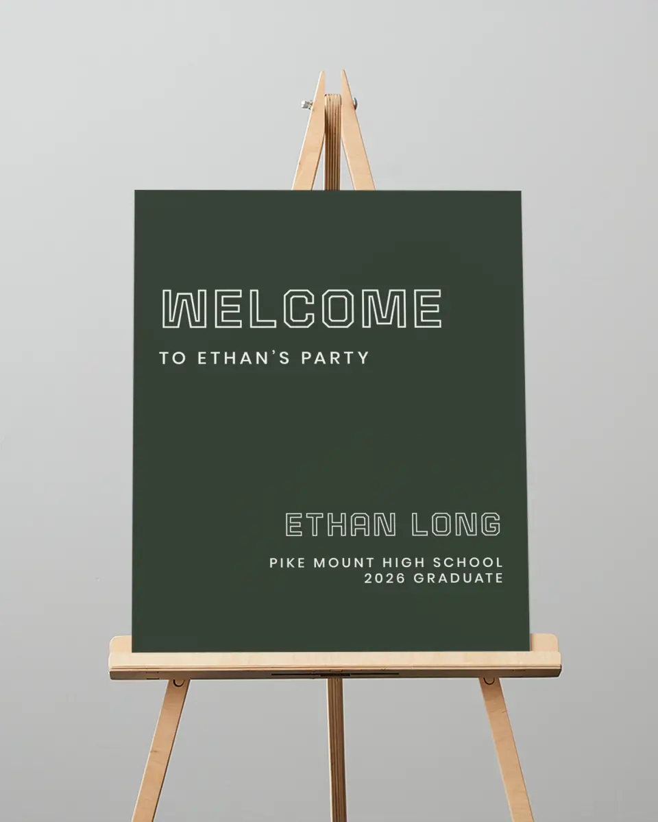 This is a 16" x 20" Welcome Grad Sign called Athletic Achievement printed in full color