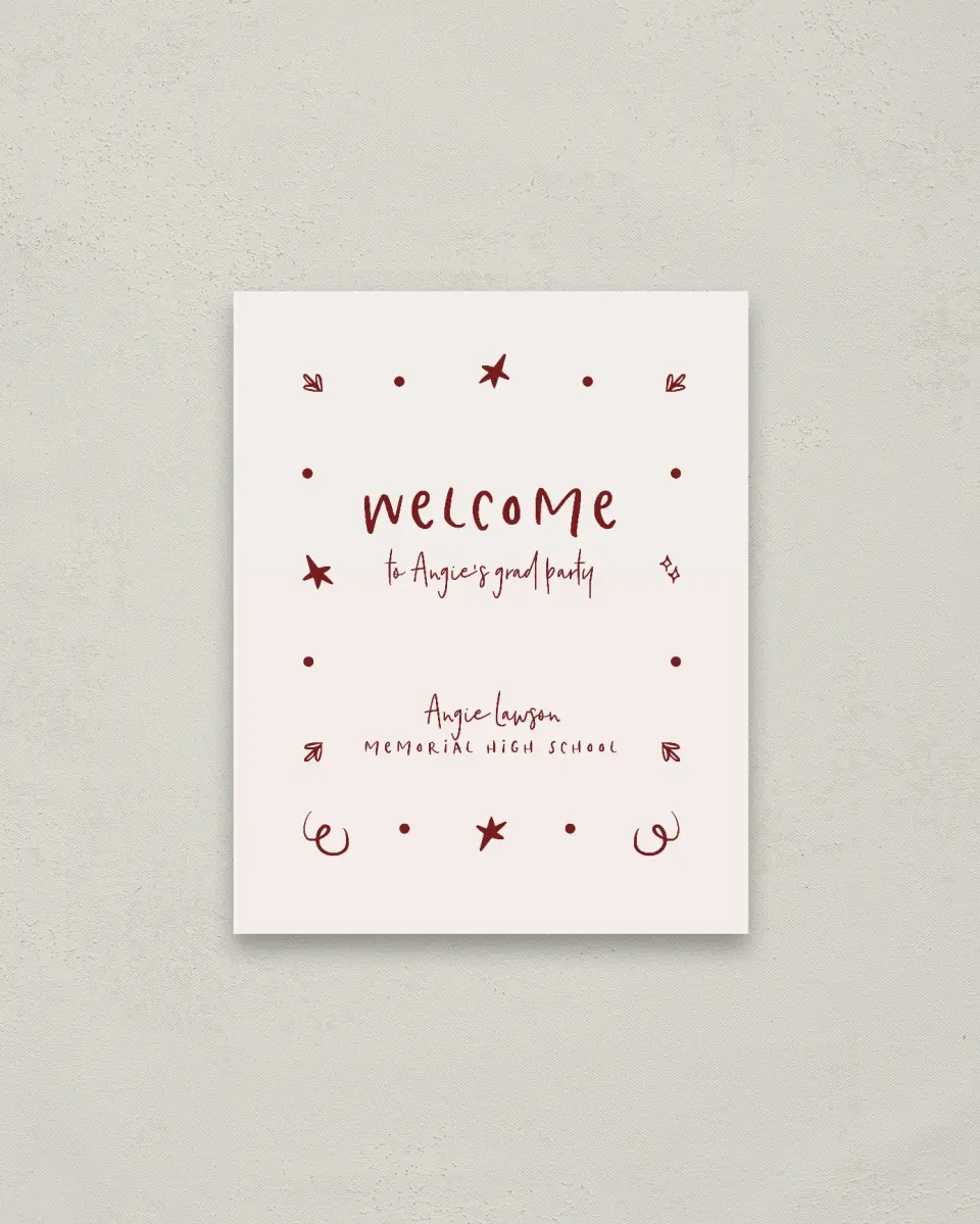 This is a 16" x 20" Welcome Grad Sign called Celebratory Confetti printed in full color