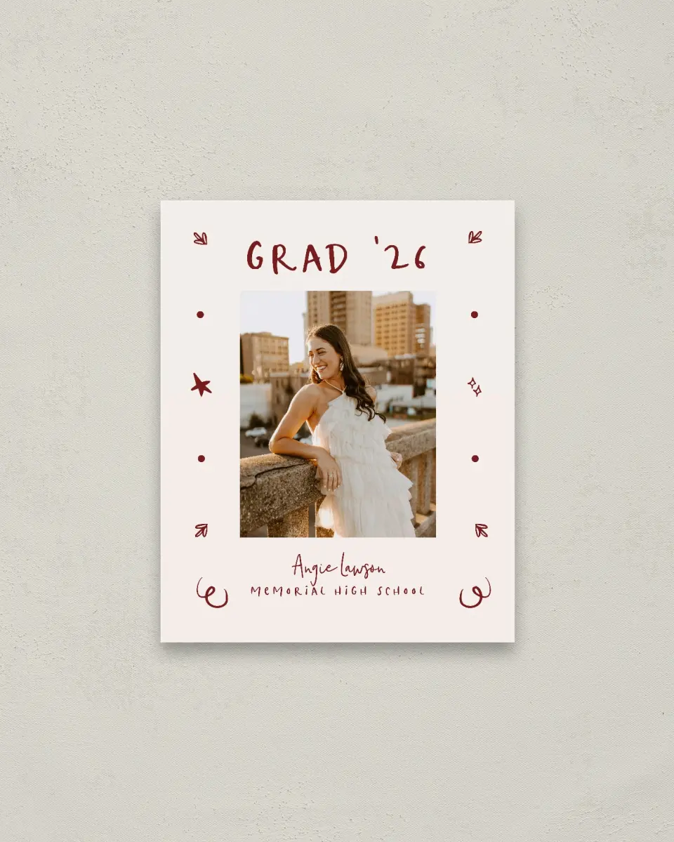 This is a 16" x 20" Welcome Grad Sign called Celebratory Confetti printed in full color with Gold foil