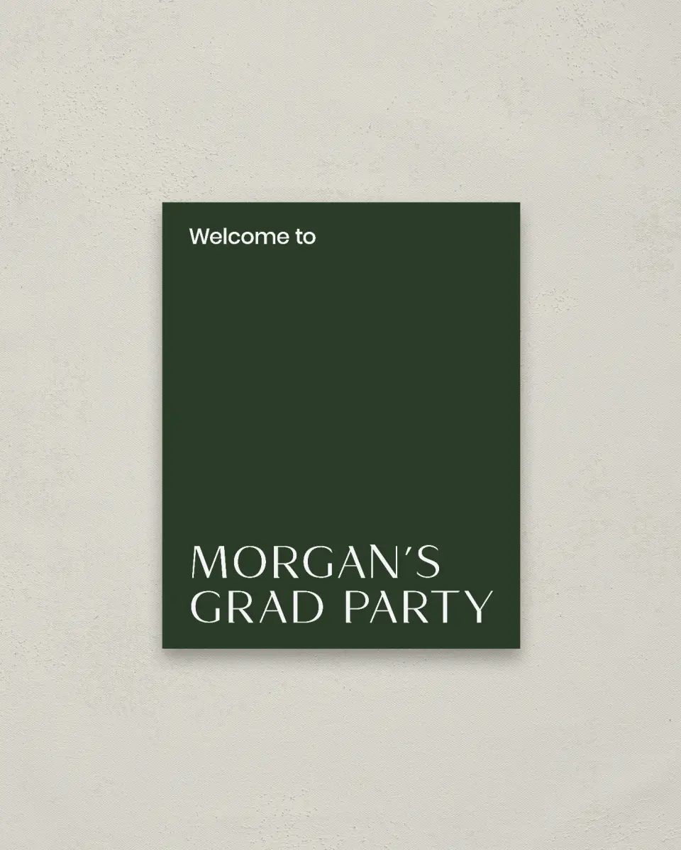 This is a 16" x 20" Welcome Grad Sign called Spotlight Grad printed in full color