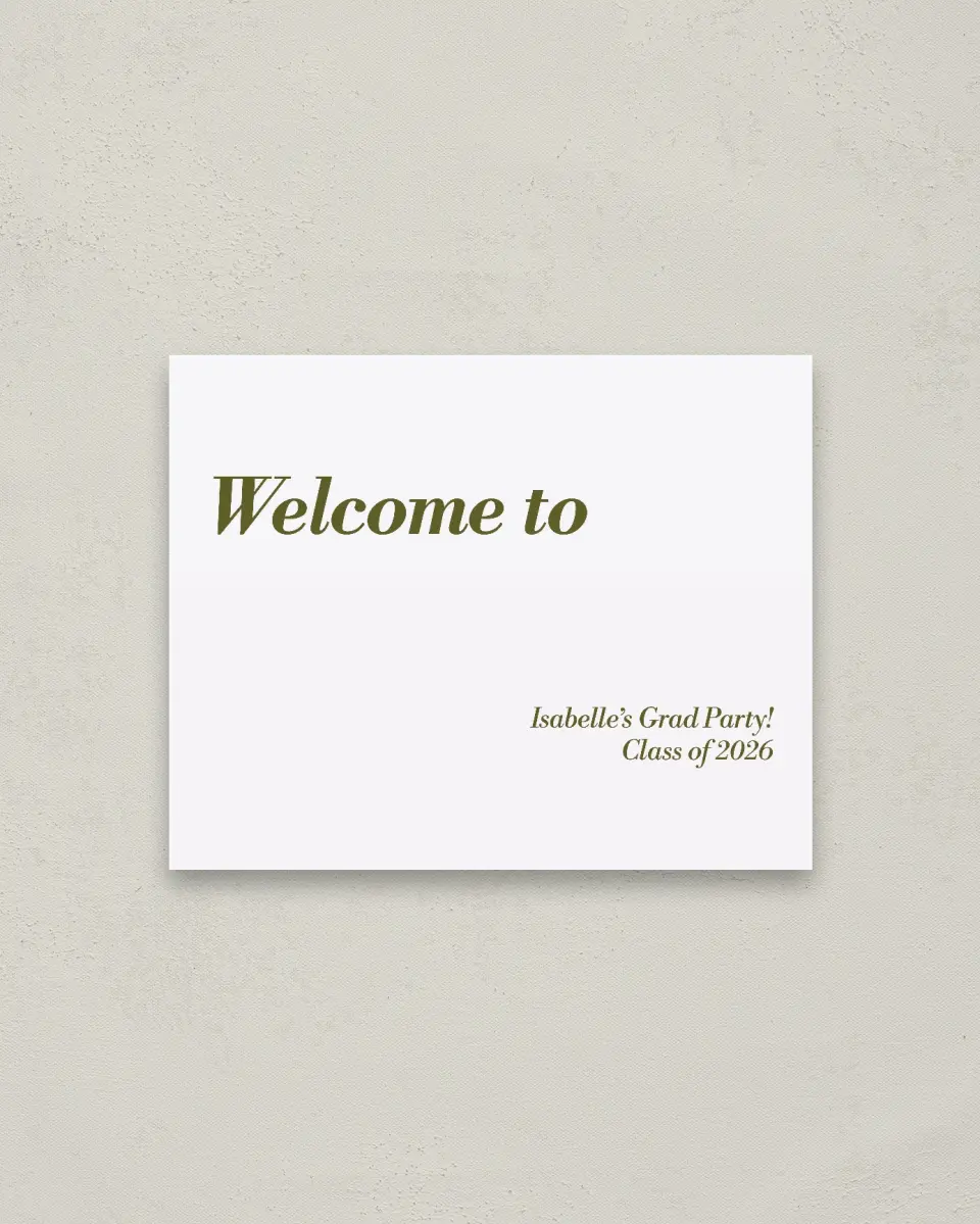 This is a 16" x 20" Welcome Grad Sign called Grad Year printed in full color