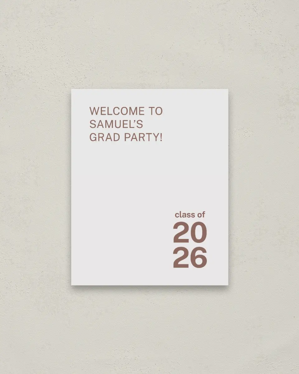 This is a 16" x 20" Welcome Grad Sign called Graduation Time printed in full color