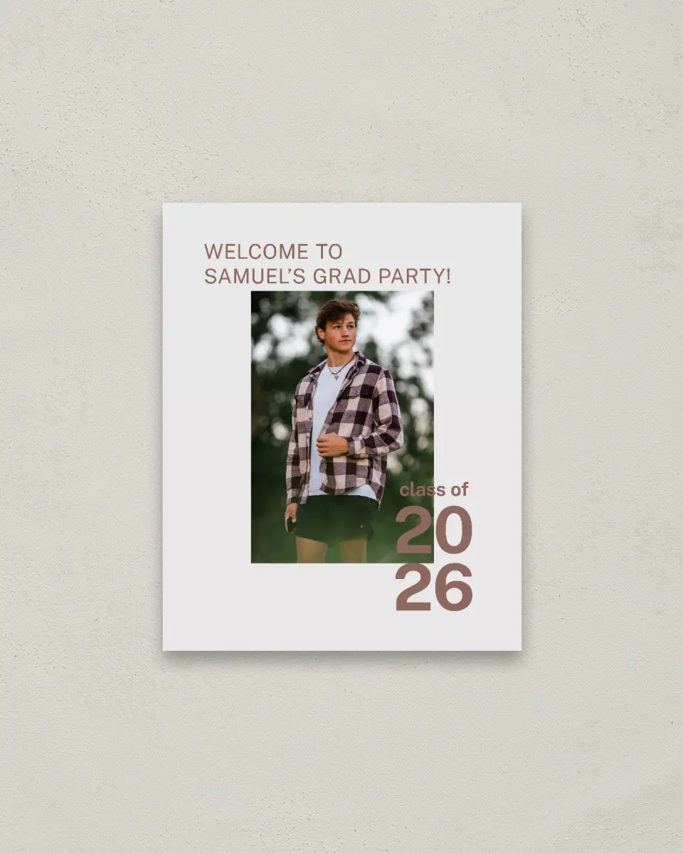 This is a 16" x 20" Welcome Grad Sign called Graduation Time printed in full color