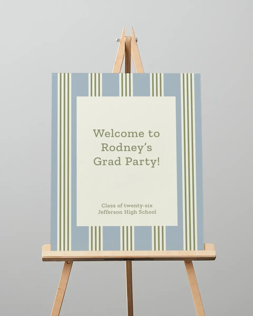This is a 16" x 20" Welcome Grad Sign called Framed in Excellence printed in full color