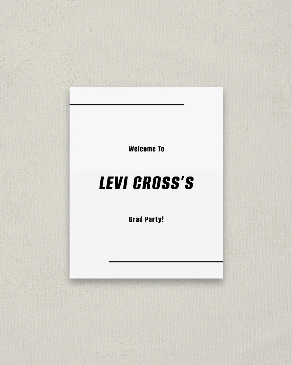 This is a 16" x 20" Welcome Grad Sign called Go Long printed in full color