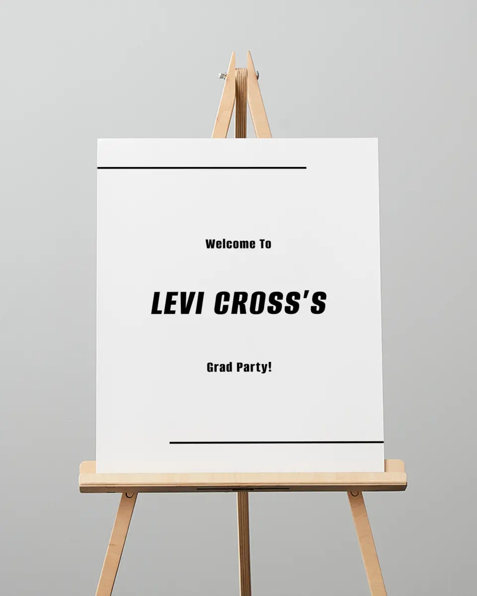 This is a 16" x 20" Welcome Grad Sign called Go Long printed in full color with Silver foil