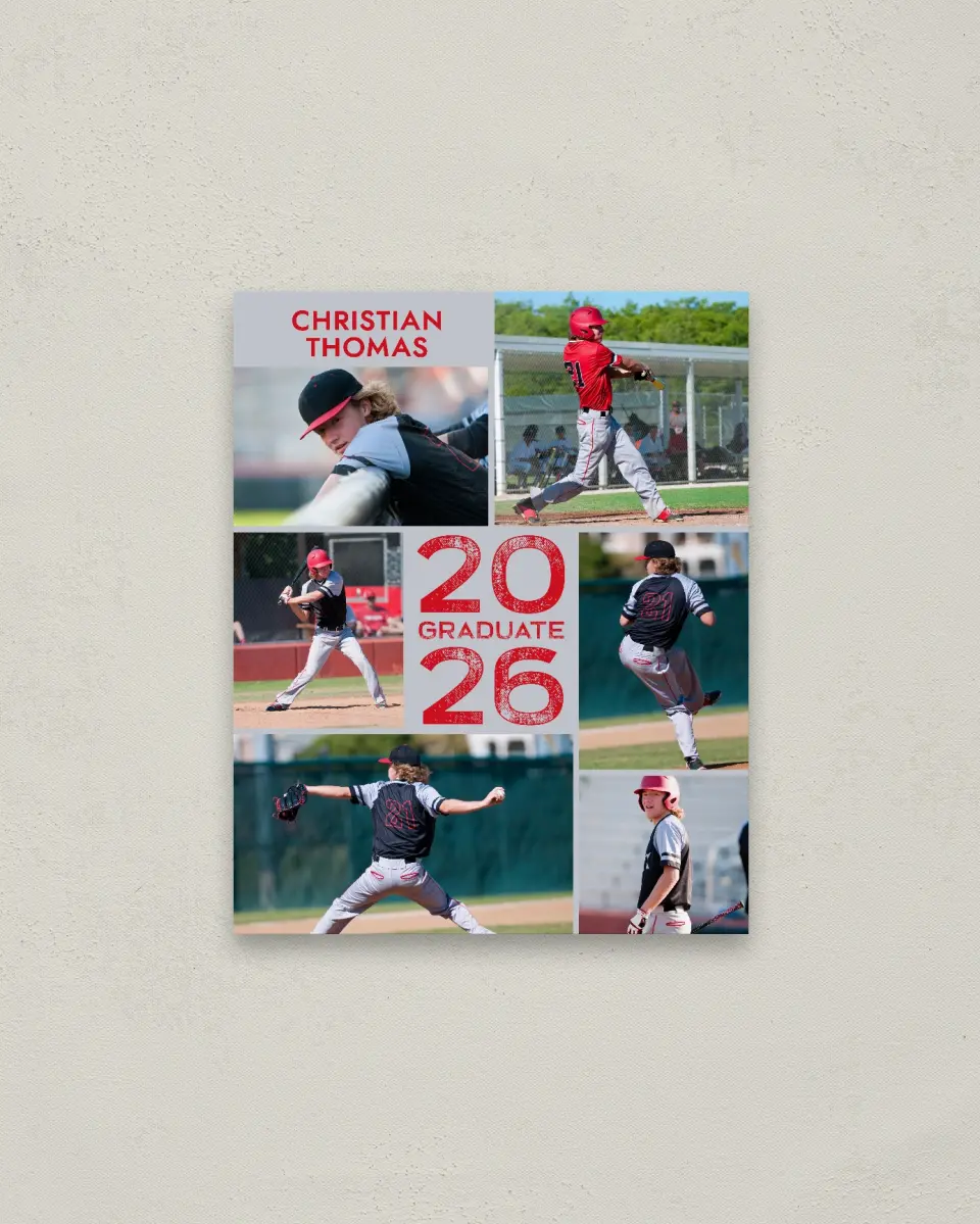 This is a 16" x 20" Welcome Grad Sign called Big Hitter printed in full color