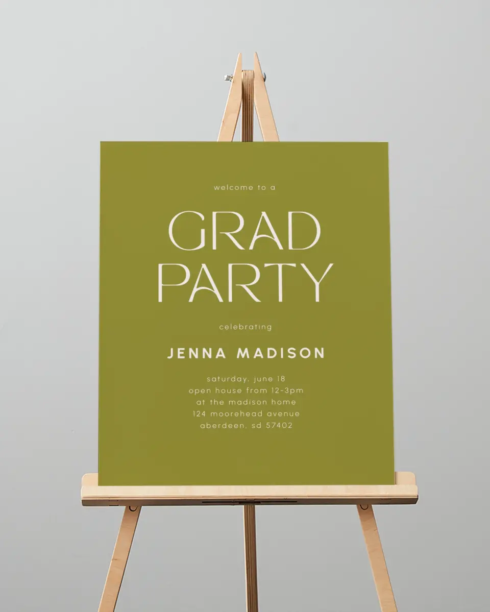 This is a 16" x 20" Welcome Grad Sign called Only the Beginning printed in full color