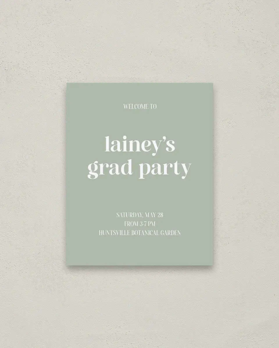 This is a 16" x 20" Welcome Grad Sign called Sweet Smiles printed in full color