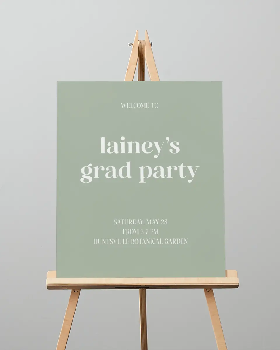 This is a 16" x 20" Welcome Grad Sign called Sweet Smiles printed in full color