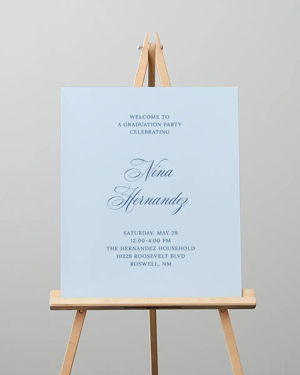 This is a 16" x 20" Welcome Grad Sign called The End of an Era printed in full color with Silver foil