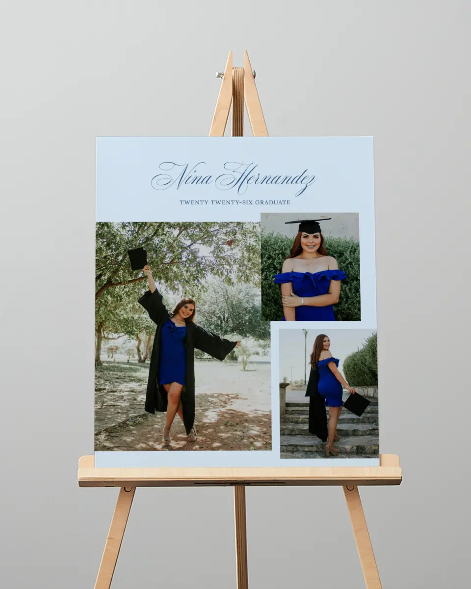 This is a 16" x 20" Welcome Grad Sign called The End of an Era printed in full color