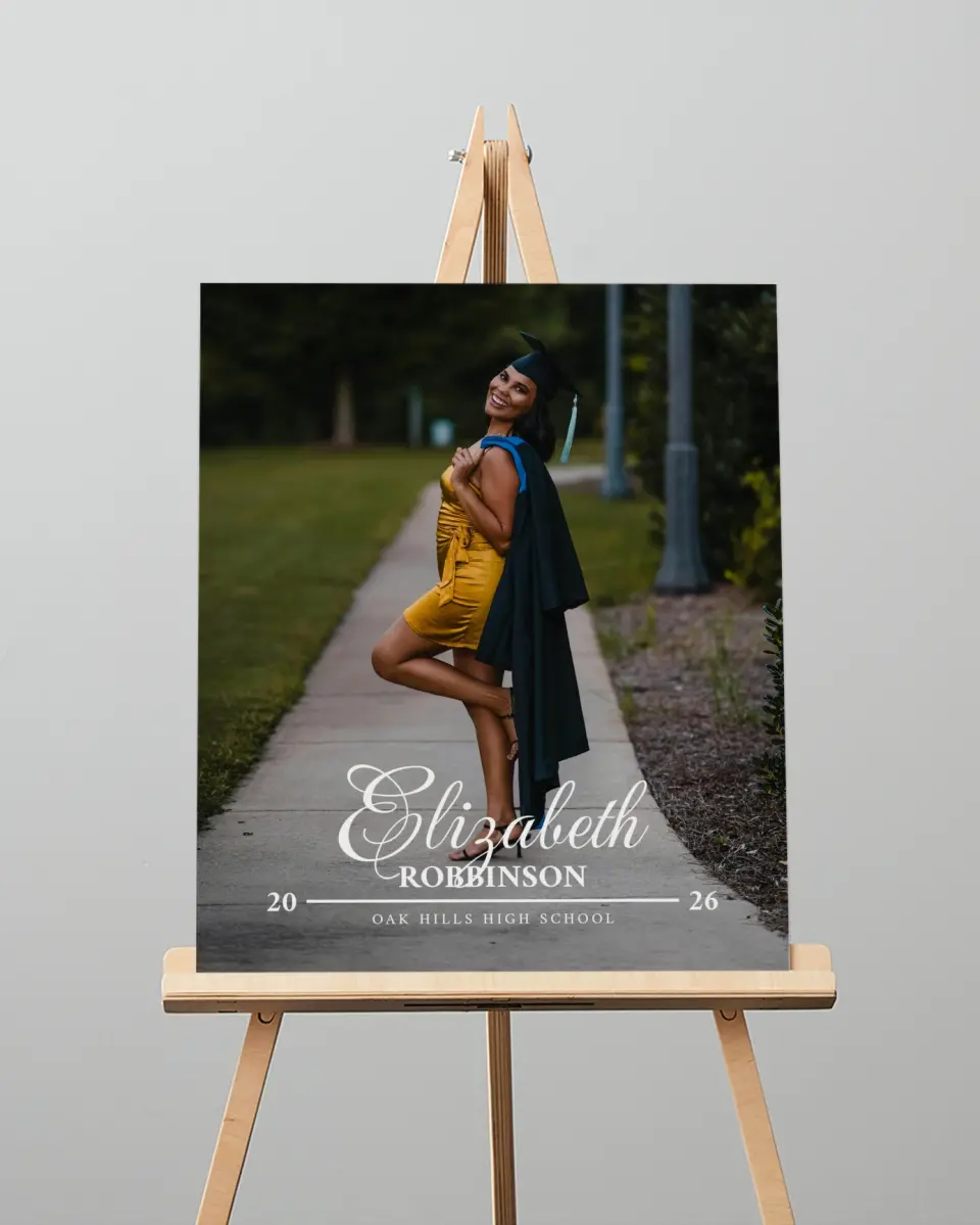 This is a 16" x 20" Welcome Grad Sign called The Right Path printed in full color