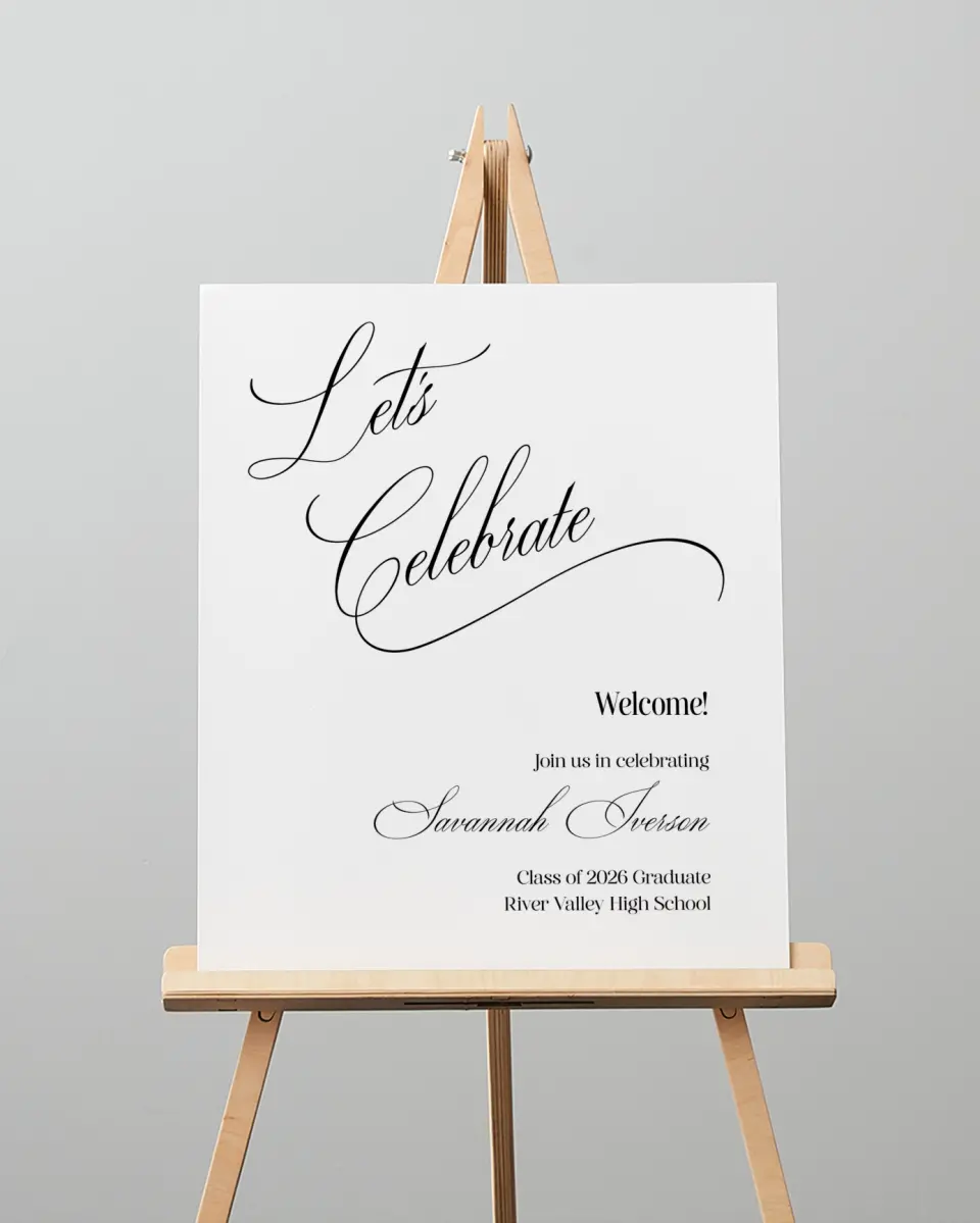 This is a 16" x 20" Welcome Grad Sign called Smart & Classy printed in full color