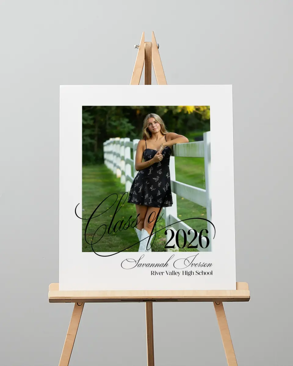 This is a 16" x 20" Welcome Grad Sign called Smart & Classy printed in full color