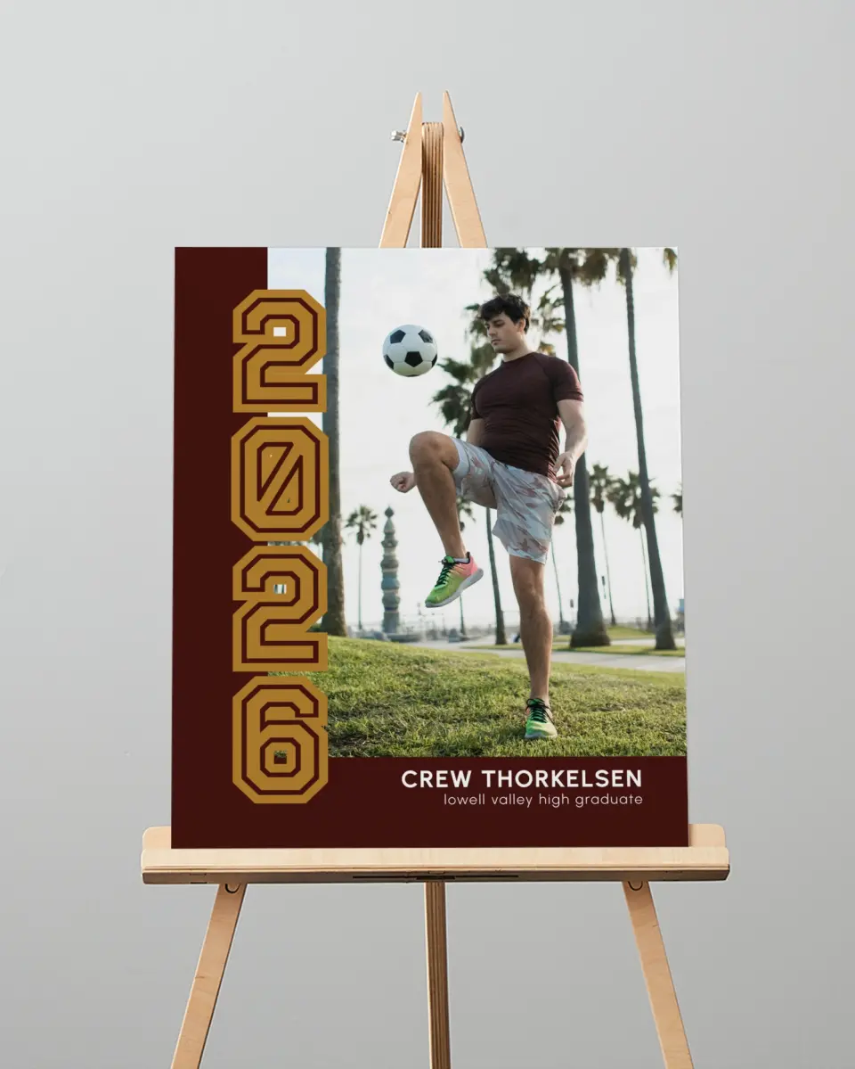This is a 16" x 20" Welcome Grad Sign called Competitive Nature printed in full color